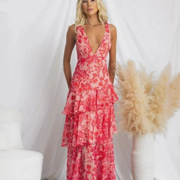 Robe corail col v