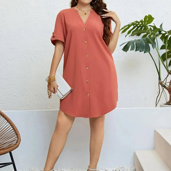 Robe corail manches courtes