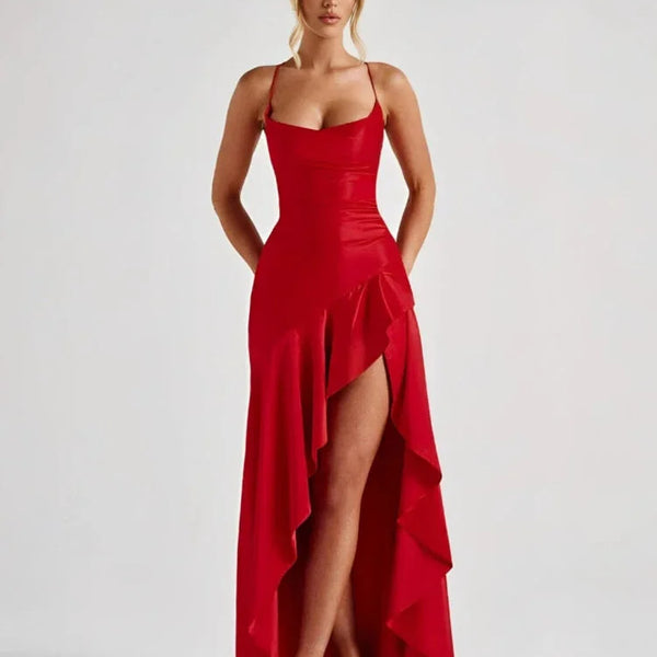 Robe asymétrique corail