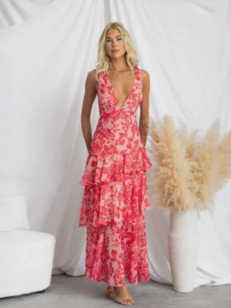 Robe corail col v