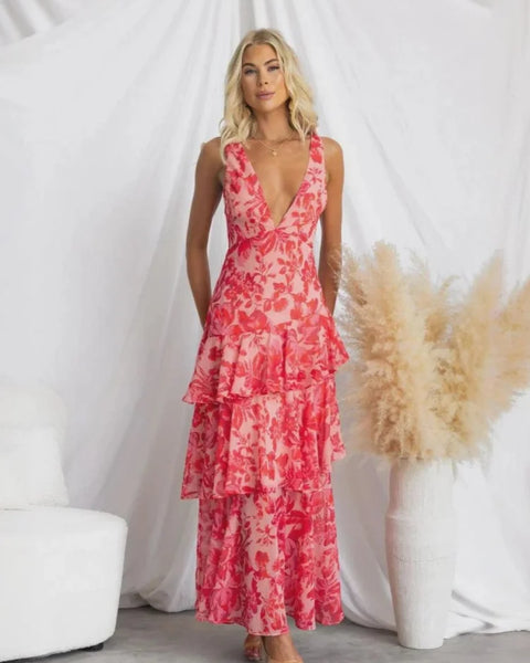 Robe corail col v