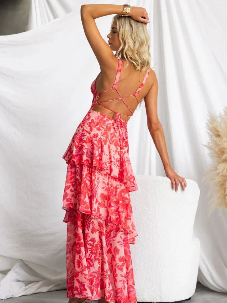 Robe corail col v