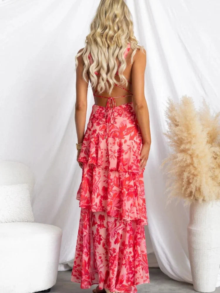 Robe corail col v