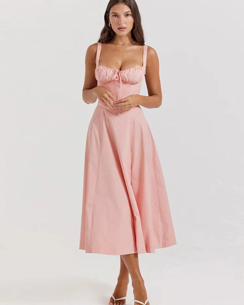 Robe corail et beige