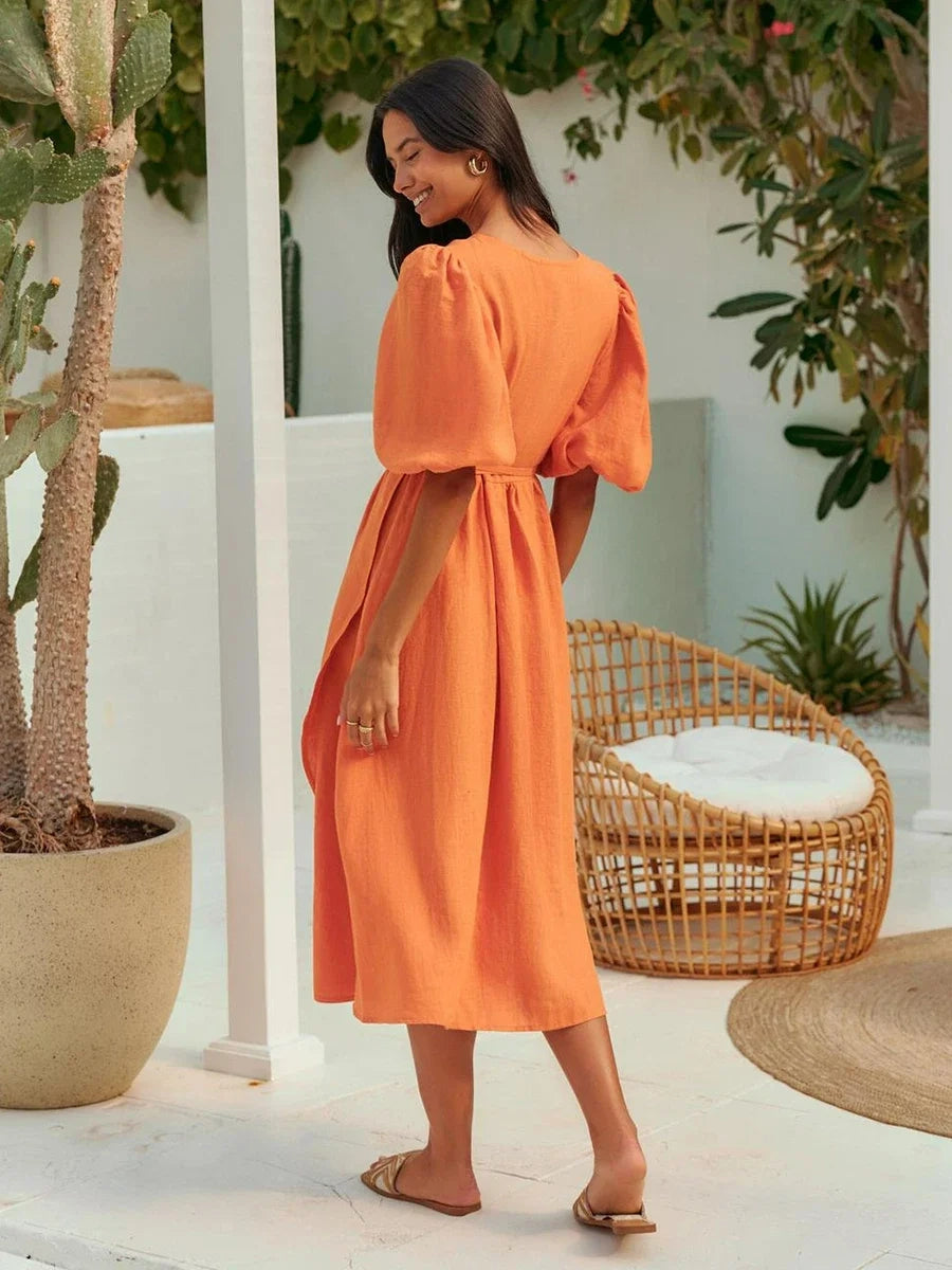 Robe corail évasée