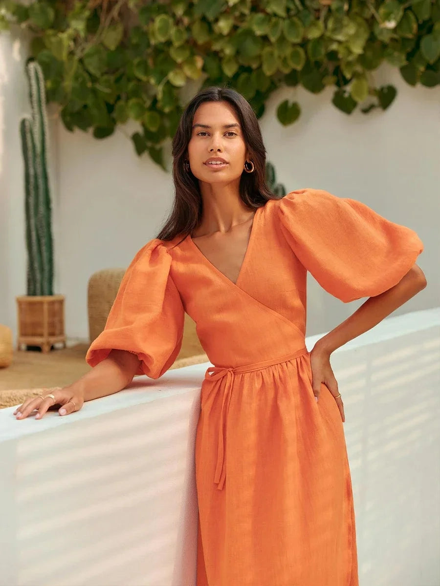 Robe corail évasée