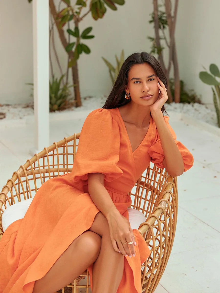 Robe corail évasée