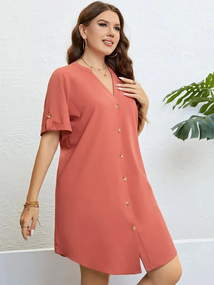 Robe corail manches courtes
