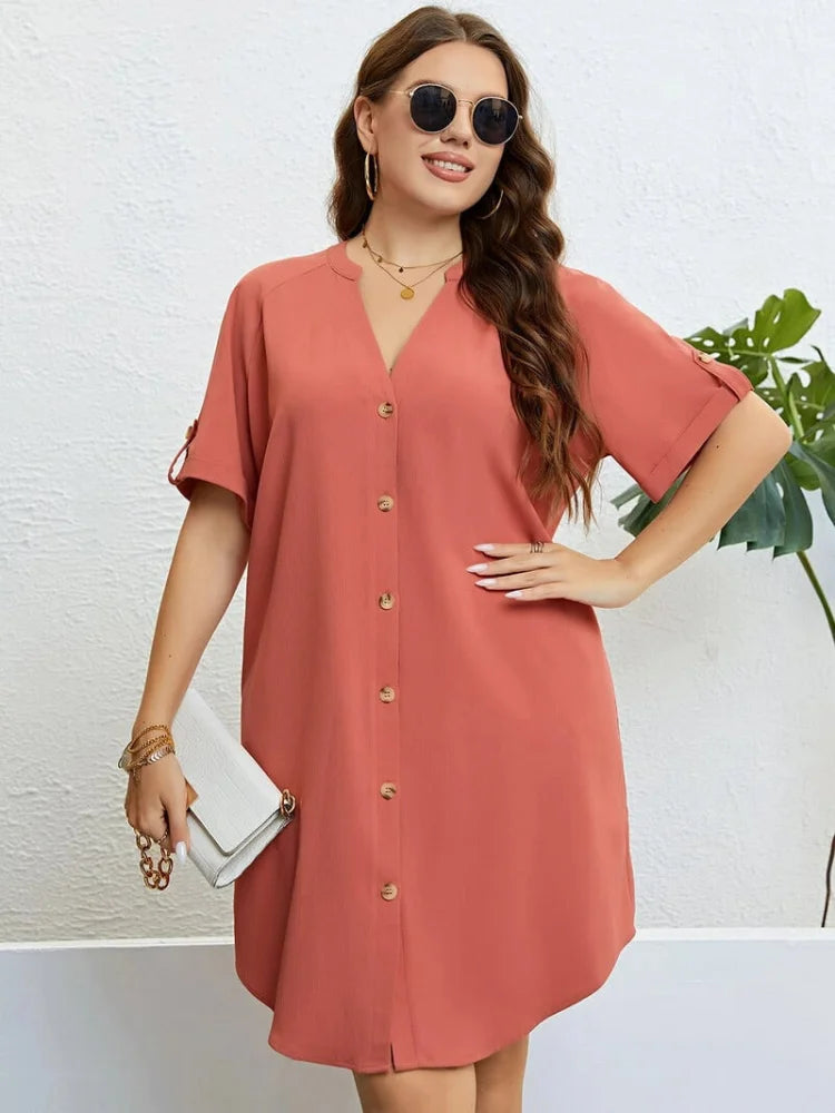 Robe corail manches courtes