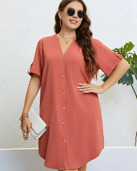 Robe corail manches courtes