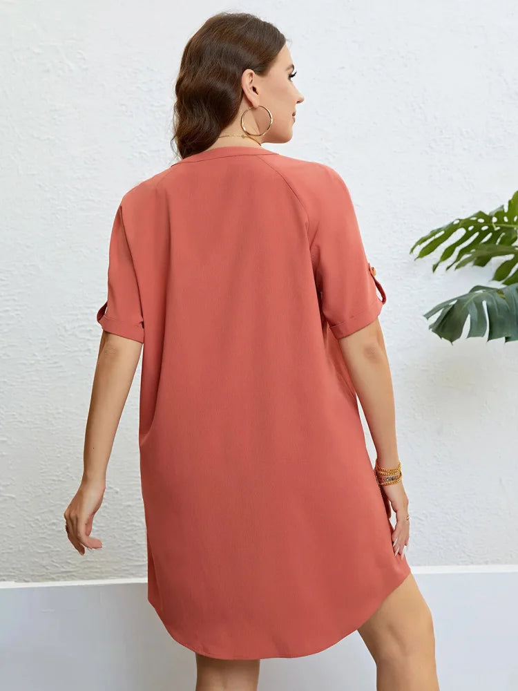 Robe corail manches courtes