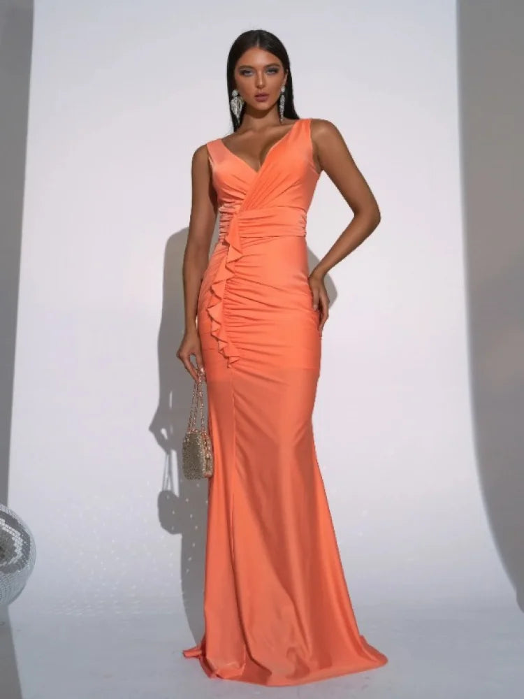 Robe corail sans manches