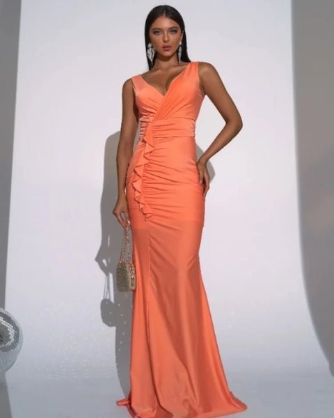 Robe corail sans manches