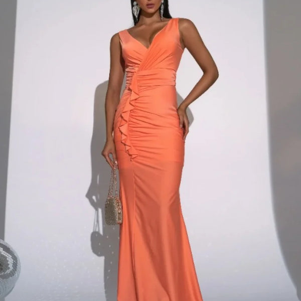 Robe corail sans manches