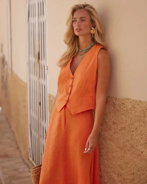 Robe corail veste