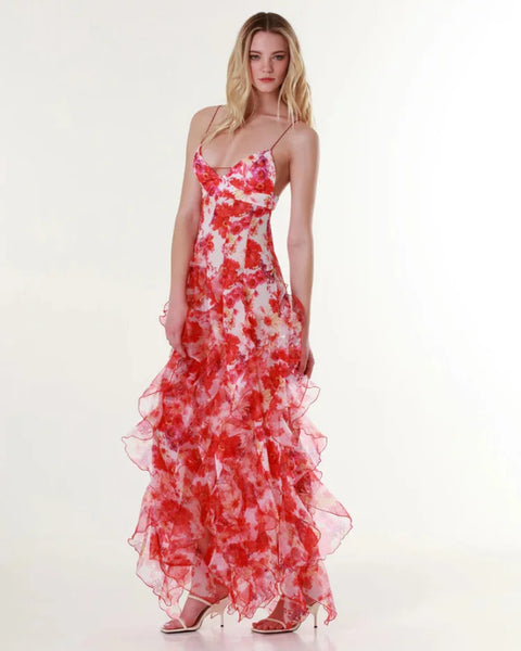 Robe fleurie corail