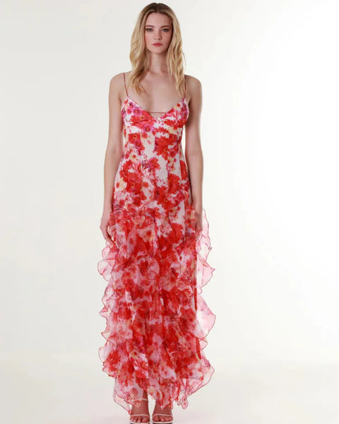 Robe fleurie corail