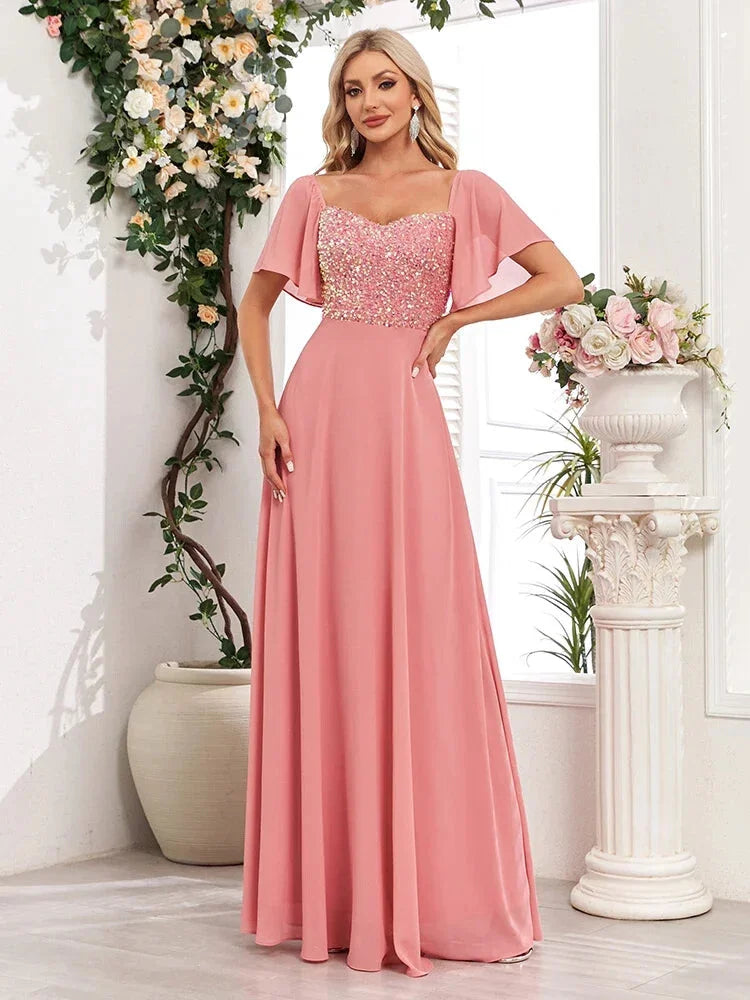 Robe trapèze corail