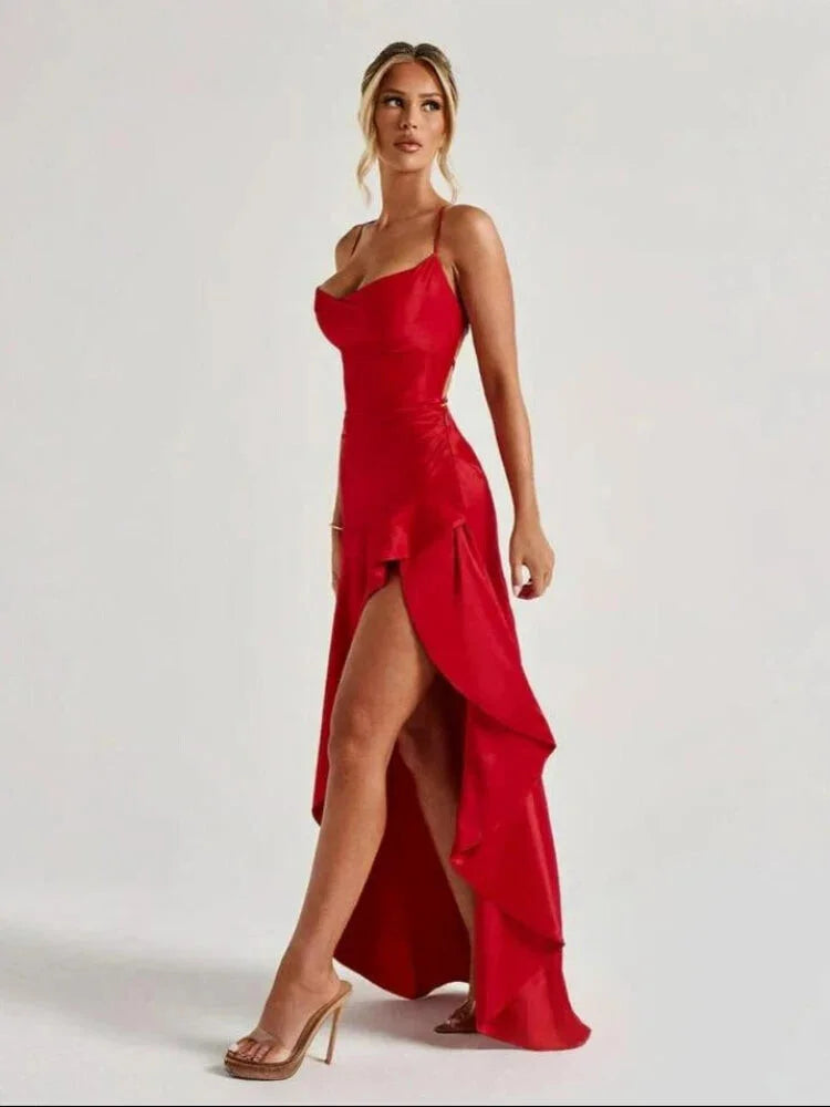Robe asymétrique corail