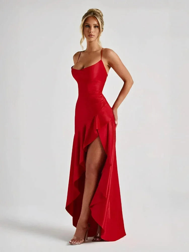 Robe asymétrique corail
