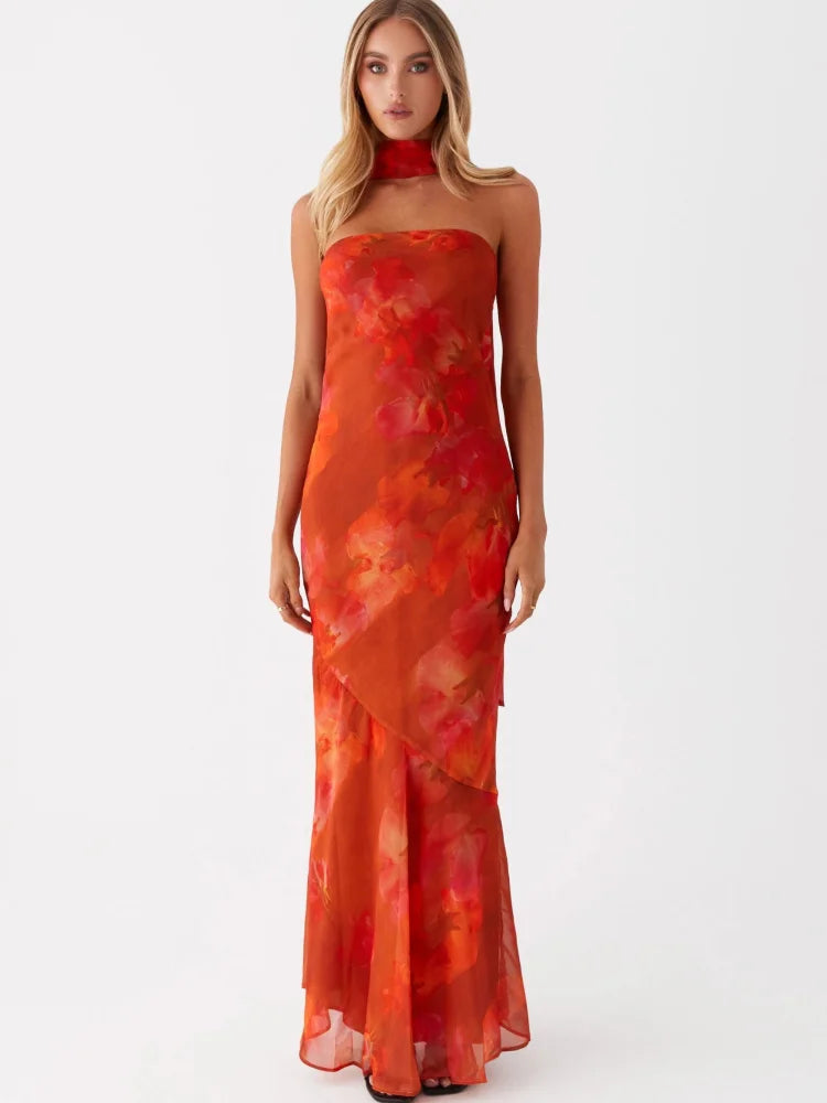 Robe bandeau corail