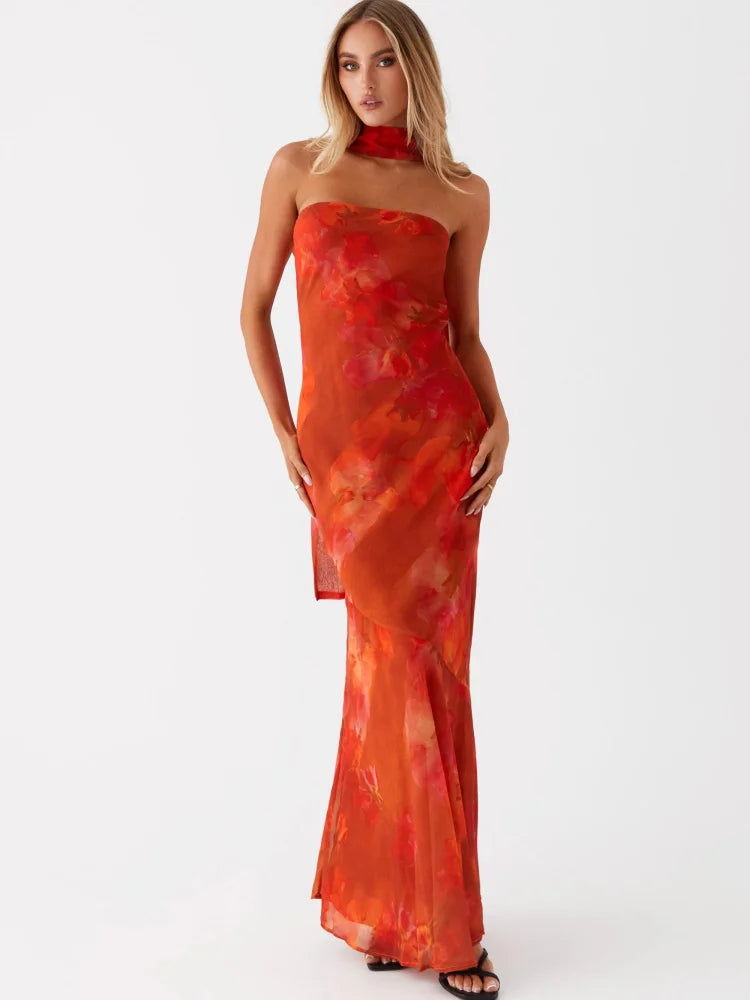 Robe bandeau corail