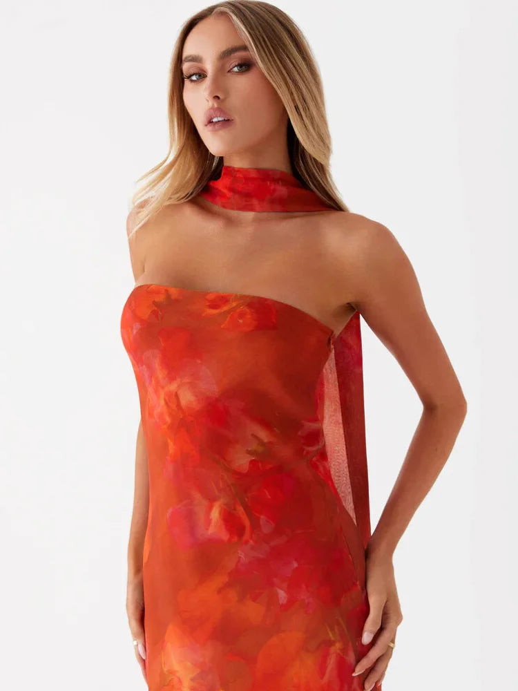 Robe bandeau corail