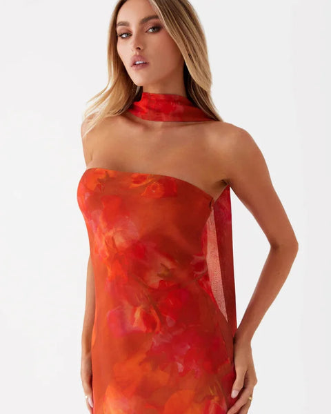 Robe bandeau corail